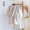 Yedi Kollu Kimono Pijama Seti Kadın İlkbahar ve Sonbahar %100 Pamuk Gazlı Bez Ev Giyim Şirin Tatlı