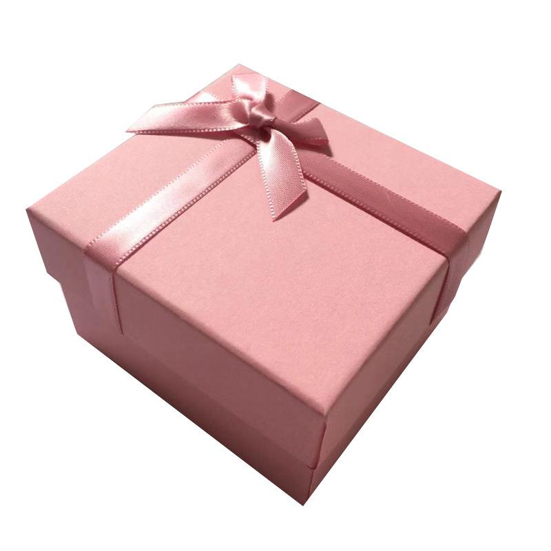 Pink Rectangle Gift Box with Bow for Watch and Cosmetics