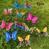 5pcs Large Garden Yard Planter Butterfly Colorful Waterproof 3D Butterfly Stakes Butterfly Double Layered Grounding Decoration