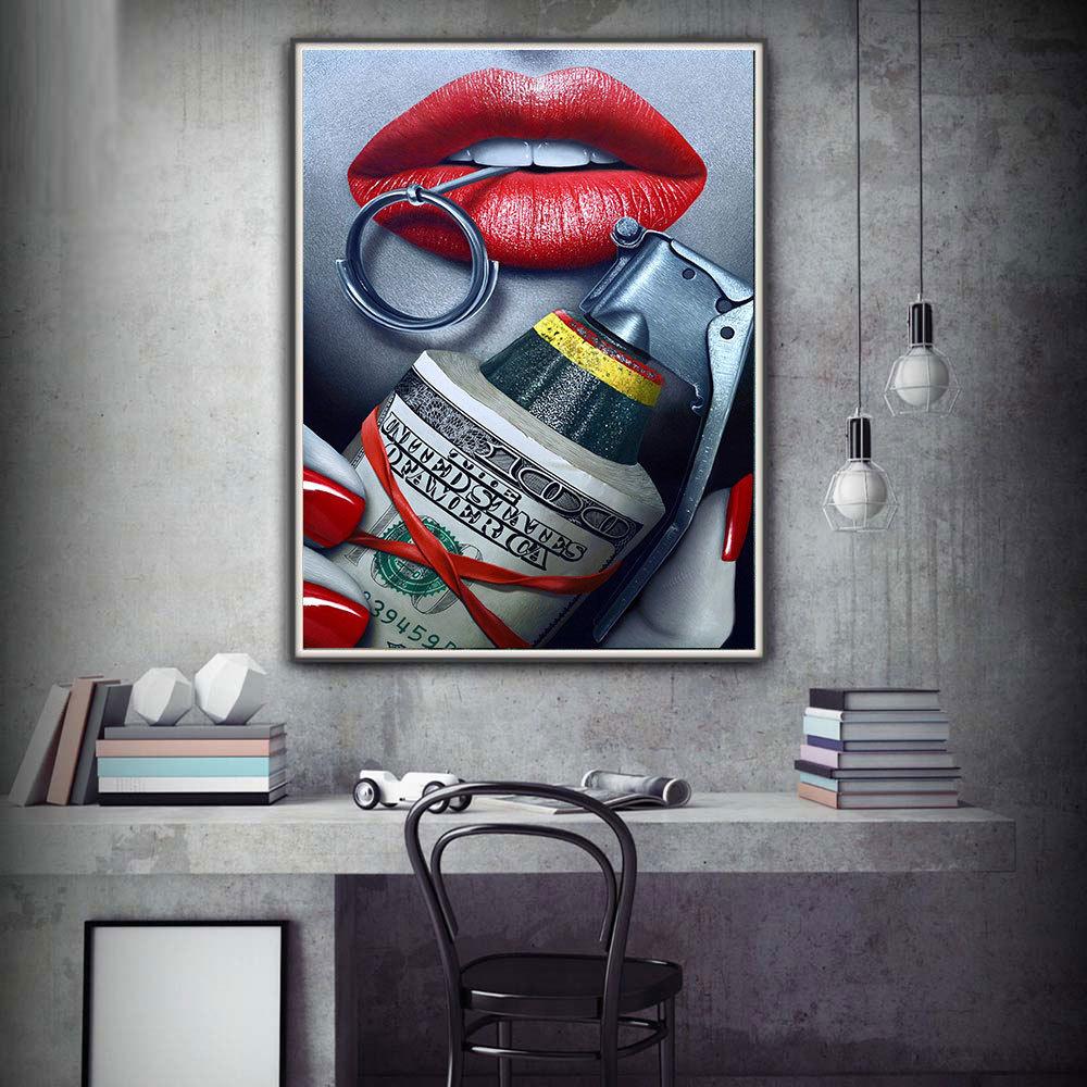 Wall Art Canvas Poster Print Lip Painting For Living Room Pub Picture Wall Art Large Modern Pictures Home Decor Movie Poster