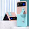 Suitable for Samsung Z Flip6 Wristband Stand Phone Case, Color-blocking Full Leather Texture Foldable Screen Z Flip45 Protective Case