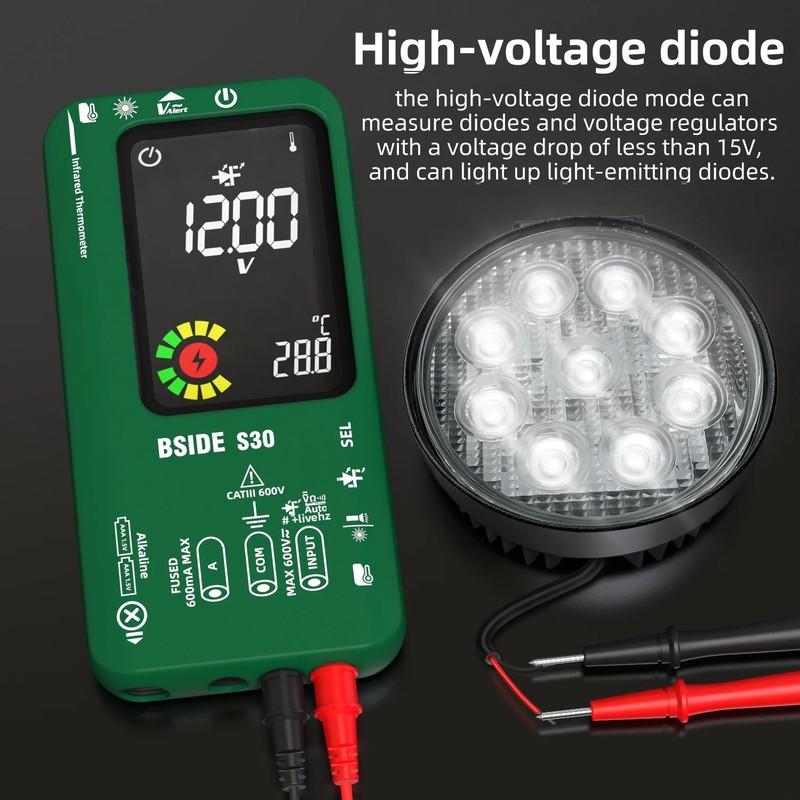 Multimètre Numérique Intelligent BSIDE S30 15V Diode Thermomètre Infrarouge Tension Courant AC DC Rechargeable Testeur Électronique Professionnel