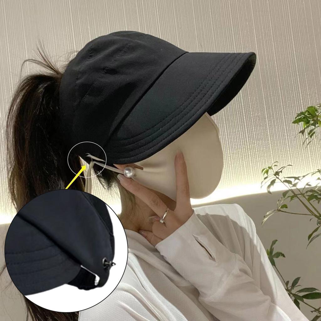 Quick Dry Hat Summer Empty Cap Sun Visor Hat Adjustable Large Brim Ponytail Empty Top Beach Hat for Summer Spring Fall Beach