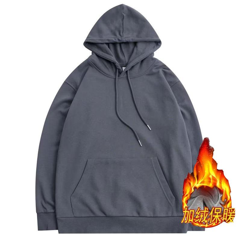 Roupas de outono e inverno masculinas e femininas veludo placa em branco impressão de placa de impressão jaqueta de estudante T-shirt de manga comprida para casal suéter com capuz cor sólida