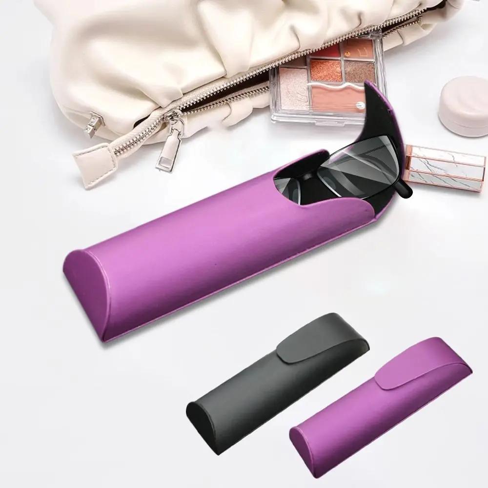 Eye Wear Accessories PU Glasses Box Simple Portable Folding Reading Eyewear Case Solid Color Sunglasses Organizer Students