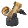 2 Way Ball Valve Durable Brass Plastic Valve Switch 3/4in Thread Brass Hose Splitter for Garden