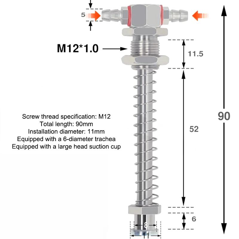 Robotic Arm Accessories Industrial Vacuum Small Head Suction Cups M12/M10 T-shaped External Spring Buffer Hardware Sucker Rod+