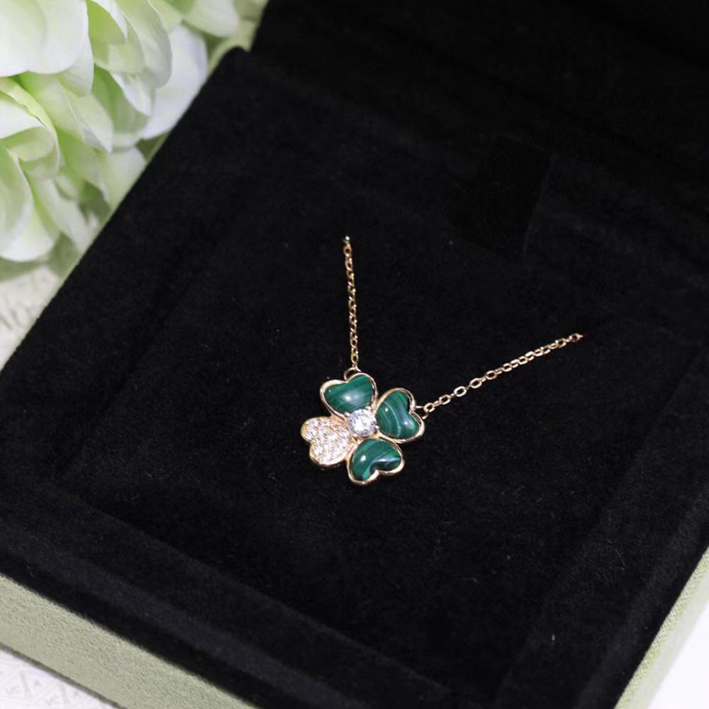 New Europe Sale Lucky Grass Necklace Black Red Agate White Shell Shine Women's 18K Champagne Gold S925 Sterling Silver Fine