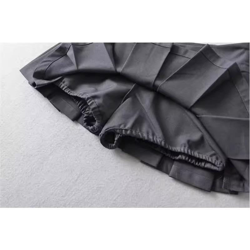 Summer Sexy Pure Desire Style V Waist Pleated Skirt High Waisted Slimming Academic Style Anti Exposure Skirt Trousers Short Skirt