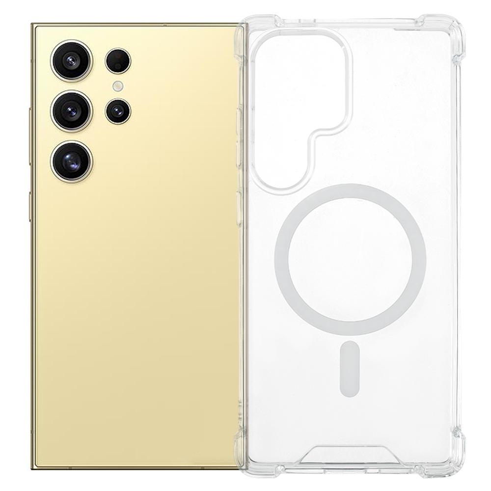 

For Samsung Galaxy S24 Ultra Clear Phone Magnetic Case 1.5mm Shockproof Back Cover A
