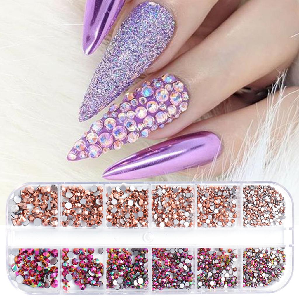 Buy Nail 1Box 18g Decor Shining Rhinestone Design 12 3D Grids Nail
