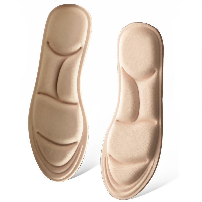 Orthopedische Geheugenschuim Binnenzolen met Voetboogondersteuning Schokabsorberend Gelkussen voor Sneakers Werkschoenen - Hielpijn Verlichtende Inzetstukken EU35-36 beige