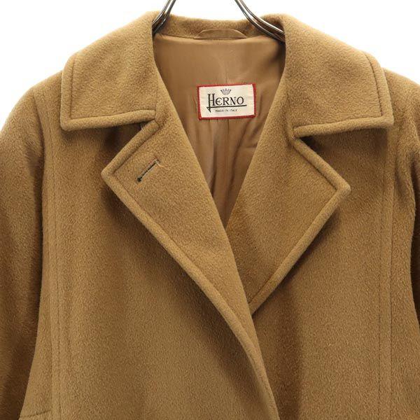Herno Made In Italy Long Sleeve Wool Coat Brown Women Used