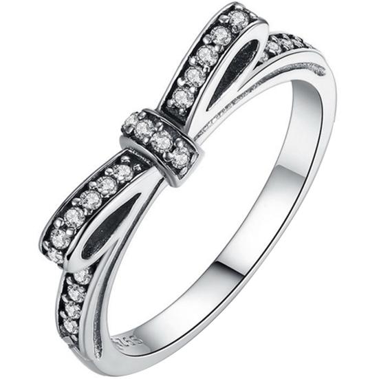 

Women Cute Sparkling Rhinestone Inlaid Bow Knot Finger Ring Party Jewelry Gift Us7