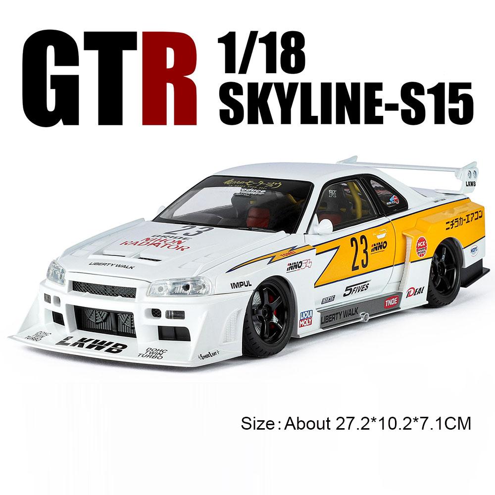 

1:18 Scale GTR Skyline-S15 JAGUAR XE SV Project8 Car Model Toy Shock Absorption Sports Cars Models Supercar Kid Educational Toys