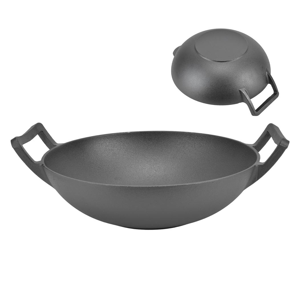 Cast Iron Grill Pan Thickened No Coating Nonstick Cookware Dual Handles Frying Pan 32cm Frying Wok