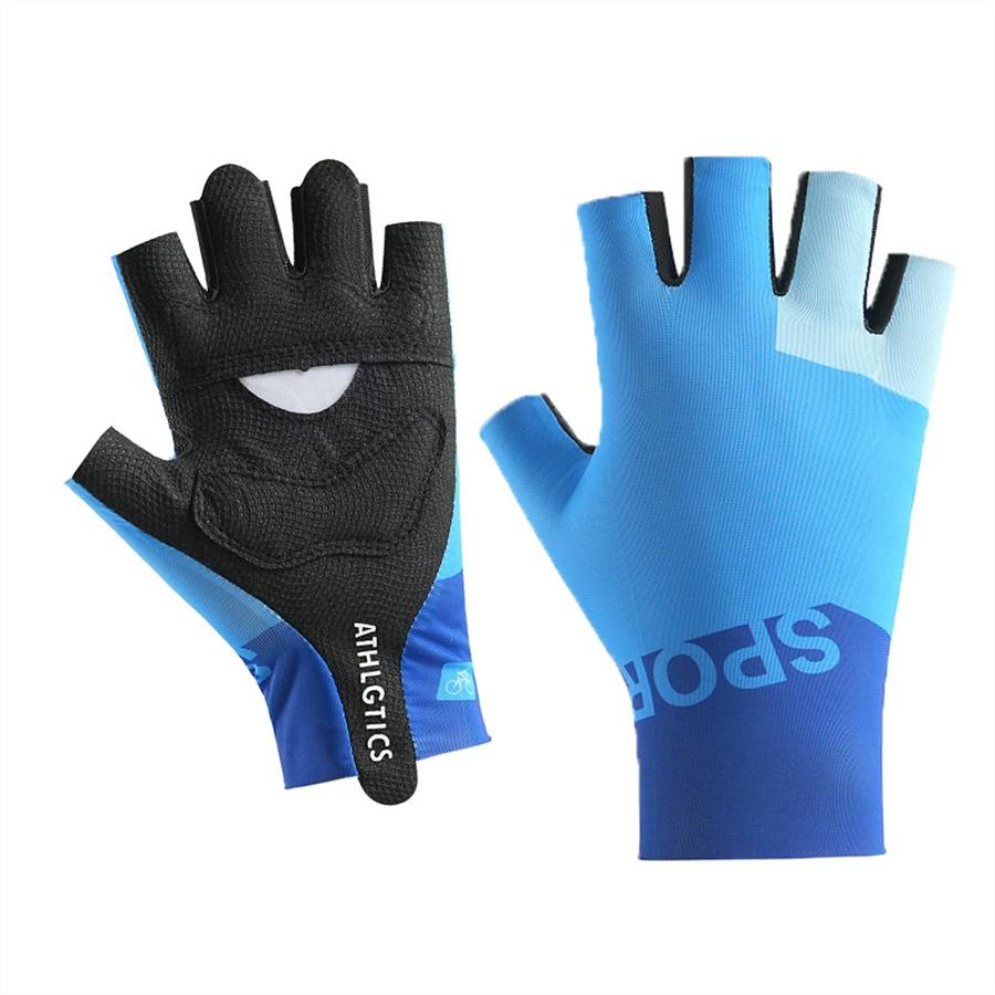 Color Block Half Finger Cycling Gloves, Anti-Slip Breathable Gloves for Outdoor Sports