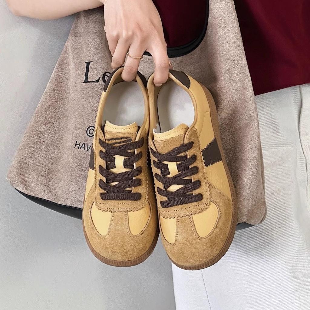 Thick-soled Kapibara Big Head Retro German Training Shoes Women's Shoes 2025 New Sports and Leisure Shoes Round Head Lace-up Board Shoes