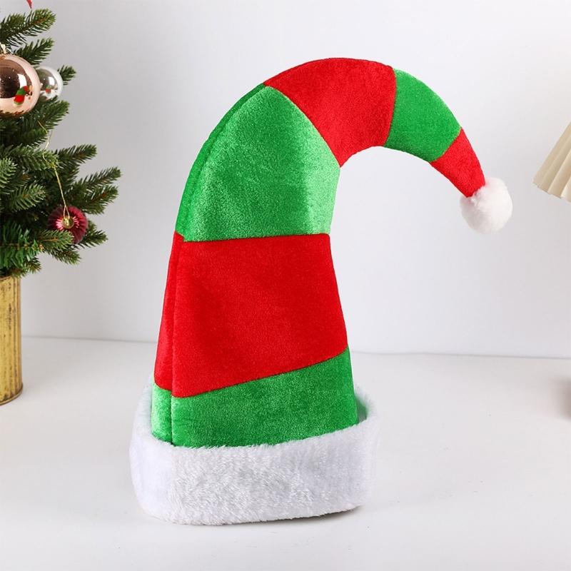 Festival Curved Santa Hats Classical Red Green Color Father Christmas Hats For Adult Kids Christmas Event Gathering Hat