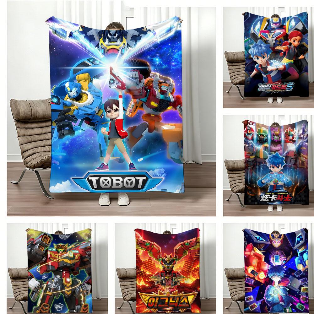 Hit Anime M-Metal C-Cardbot Throw Lightweight 240G Flannel Blanket Soft Skin-Friendly For Summer Cooling