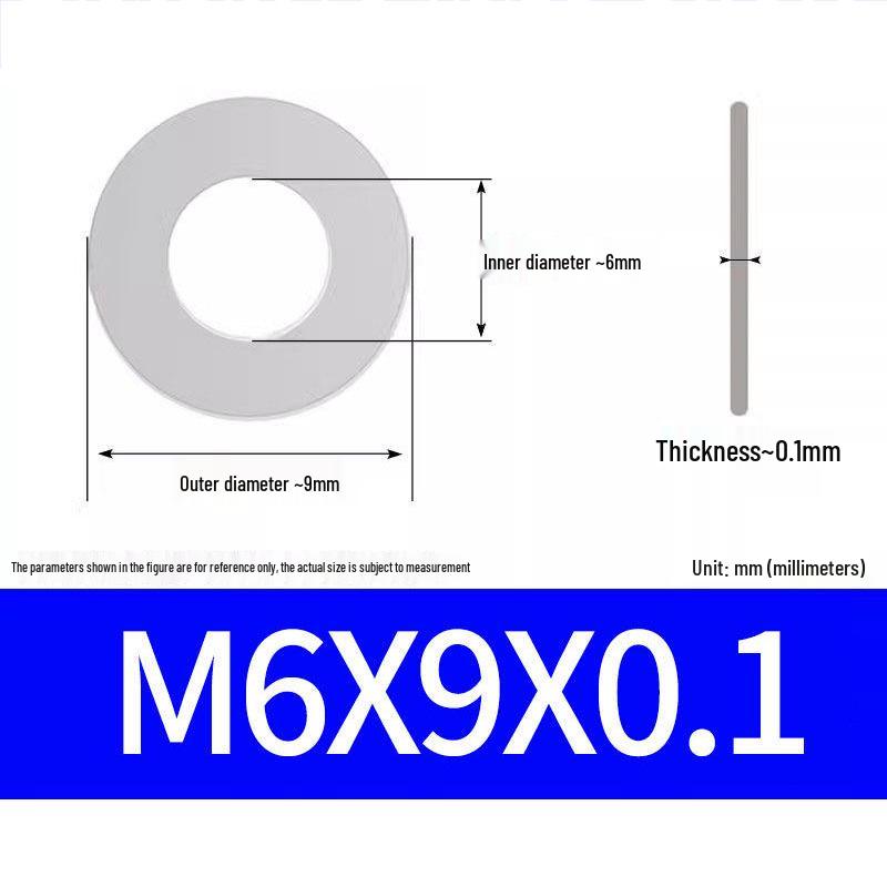 304 Stainless Steel Ultra-Thin Flat Washer, Thickness: 0.1/0.2/0.3/0.4/0.5 Mm, Sizes M1-M8