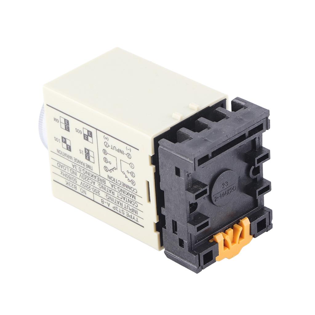 ST3PA-B 0-10S Einschaltverzögerungs-Zeitrelais Drehknopfsteuerung Zeitrelais mit Sockel AC 220V