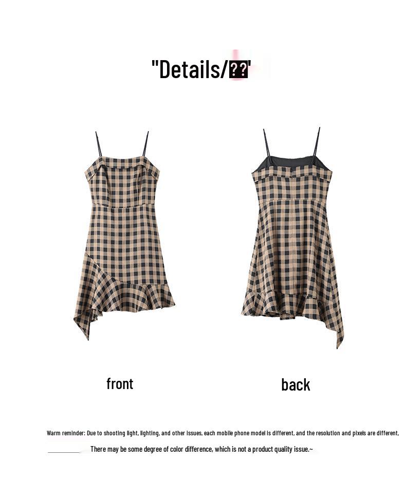 2025 Spring Plus Size Plaid Spicy Girl Sling Dress for Women