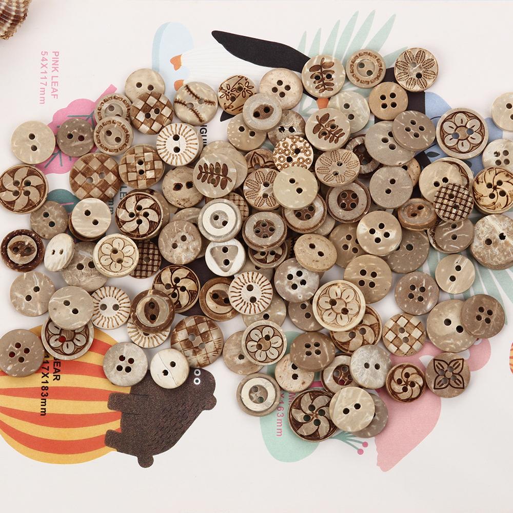 50Pcs Natural Wooden Sewing Buttons For Clothing Decorations Scrapbooking Eco-friendly Wood DIY Crafts Accessories Wholesale