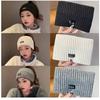 Fisherman knitted hat children autumn and winter plush retro wool hat warm ear protection big head circumference cold hat men's headgear hat