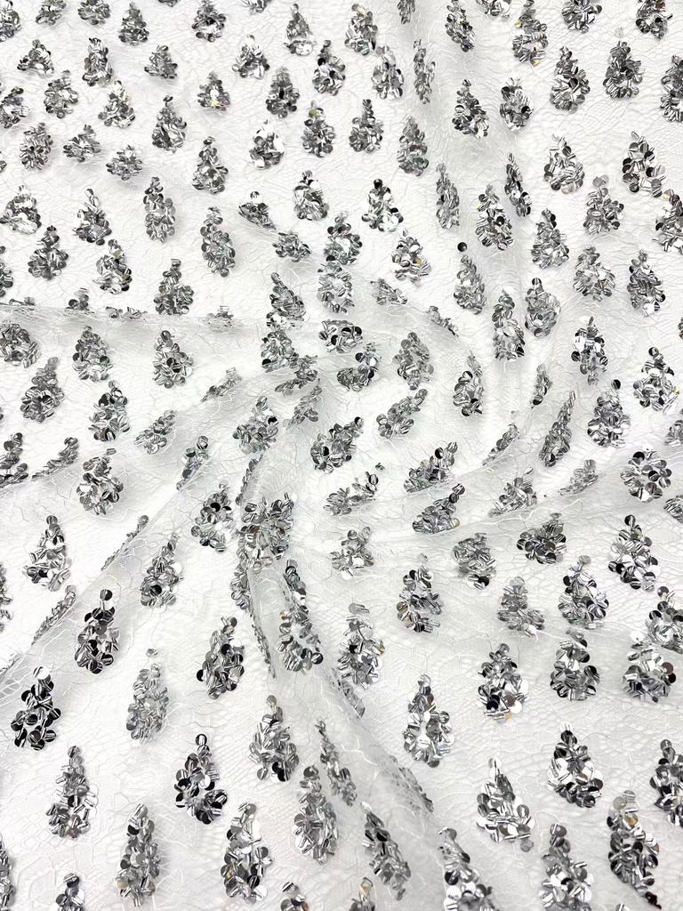 New Fashion Dark Pattern Sequin Embroidery Net Base - Retail & Samples Available