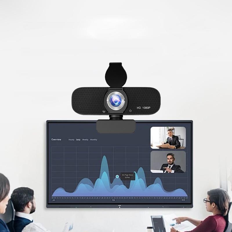 

1080P Full HD Webcam with Built-in Microphone, USB Connection Fixed Focus Ideal for Work, Study Gaming & Streaming Video Capture чорний