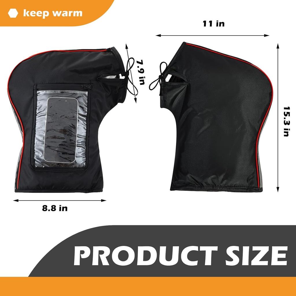 Tallew Motorcycle Handlebar Gloves With Waterproof PVC Pocket ATV Windproof Warmer Mitt Windproof Handlebar Muffs Gloves Waterproof Warm Bike Mittens