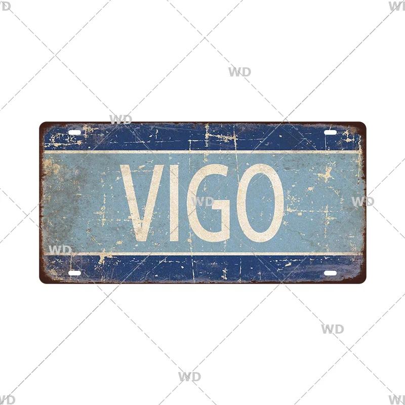 Spain City Metal Sign Licenses Plate Plaque Metal Vintage Tin Sign BARCELONA/MADRID/SEVILLE Flag Bar Pub Man Cave Club Poster
