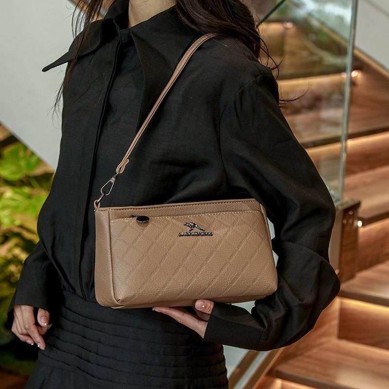 Umhängetasche Mittleren Alters Mutter Tasche Damen Weiches Leder Große Kapazität Mehrschichtige Umhängetasche Handytasche