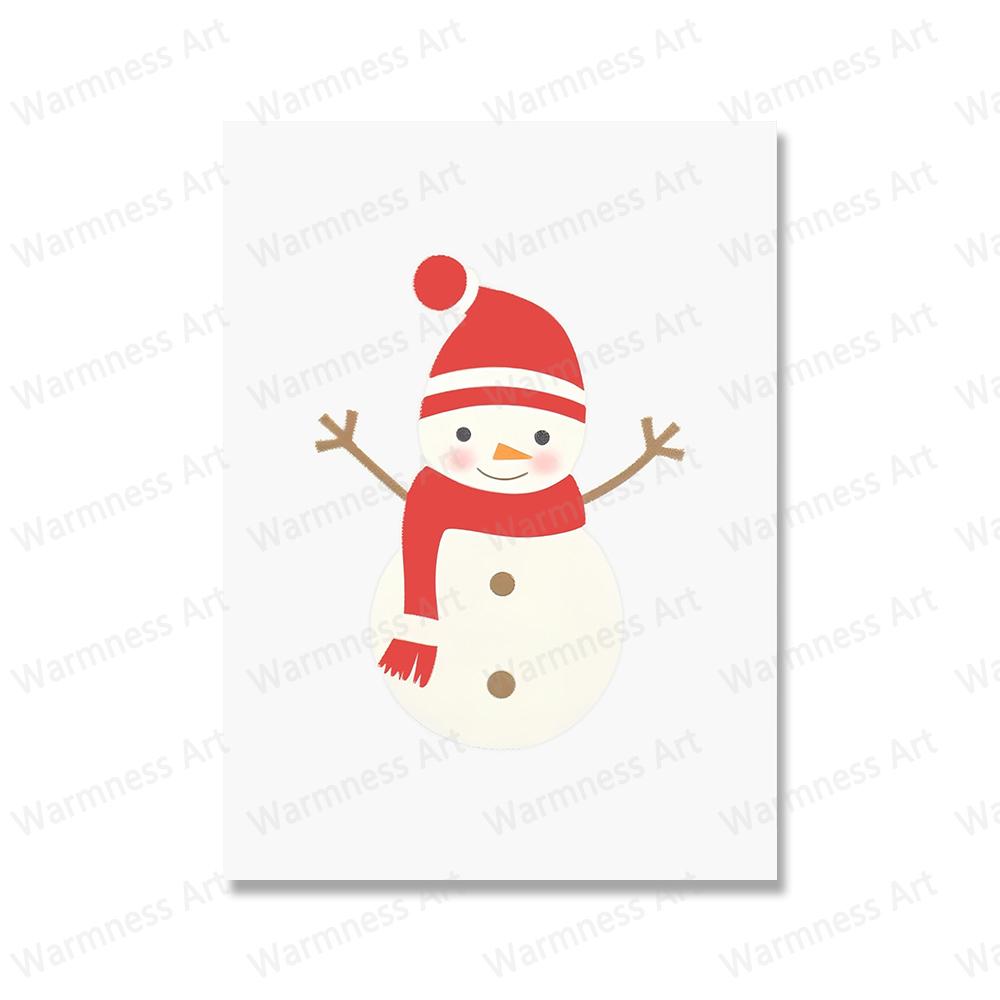 Pink Christmas Tree Snowman House Posters Canvas Painting Wall Art Pictures Winter Holiday Prints for Home Farmhouse Decoration