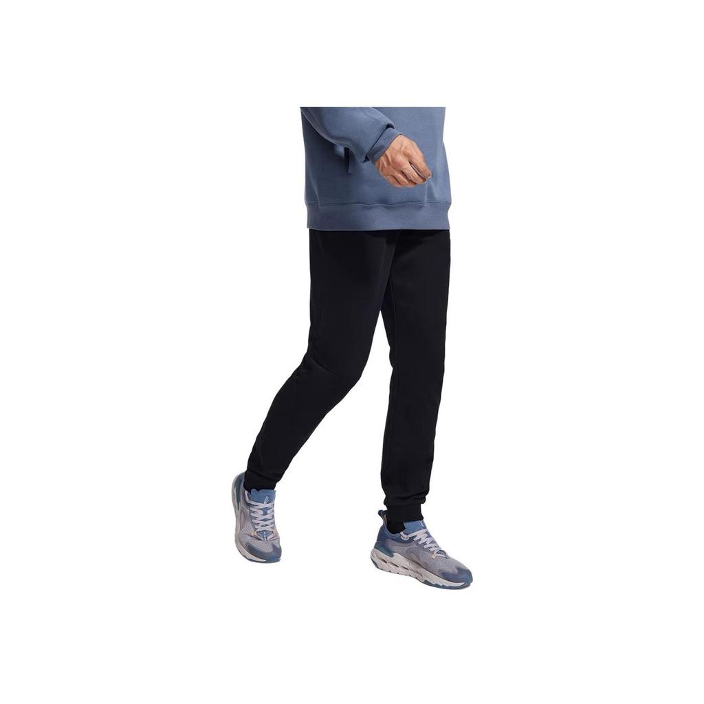 Li-Ning Thickened Warm Training Comfortable Straight Leg Knitted Sports Pants Men Bottoms Black AKLTD89-1