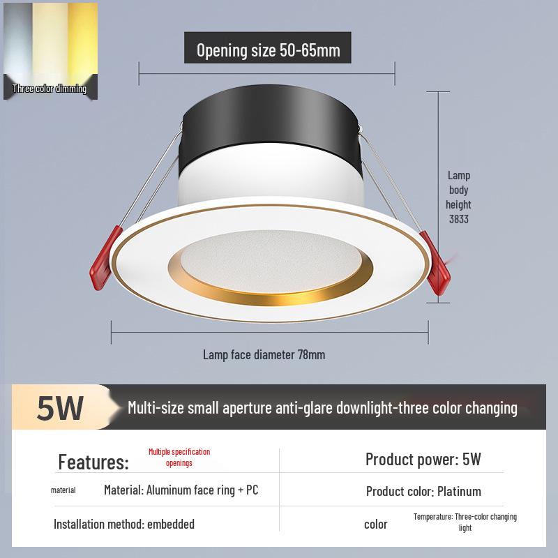 2-Inch Recessed Spotlight: Small Downlight for Ceiling In Living Room, Bullseye Hole Design, Opening Size 55.5cm X 606.5cm