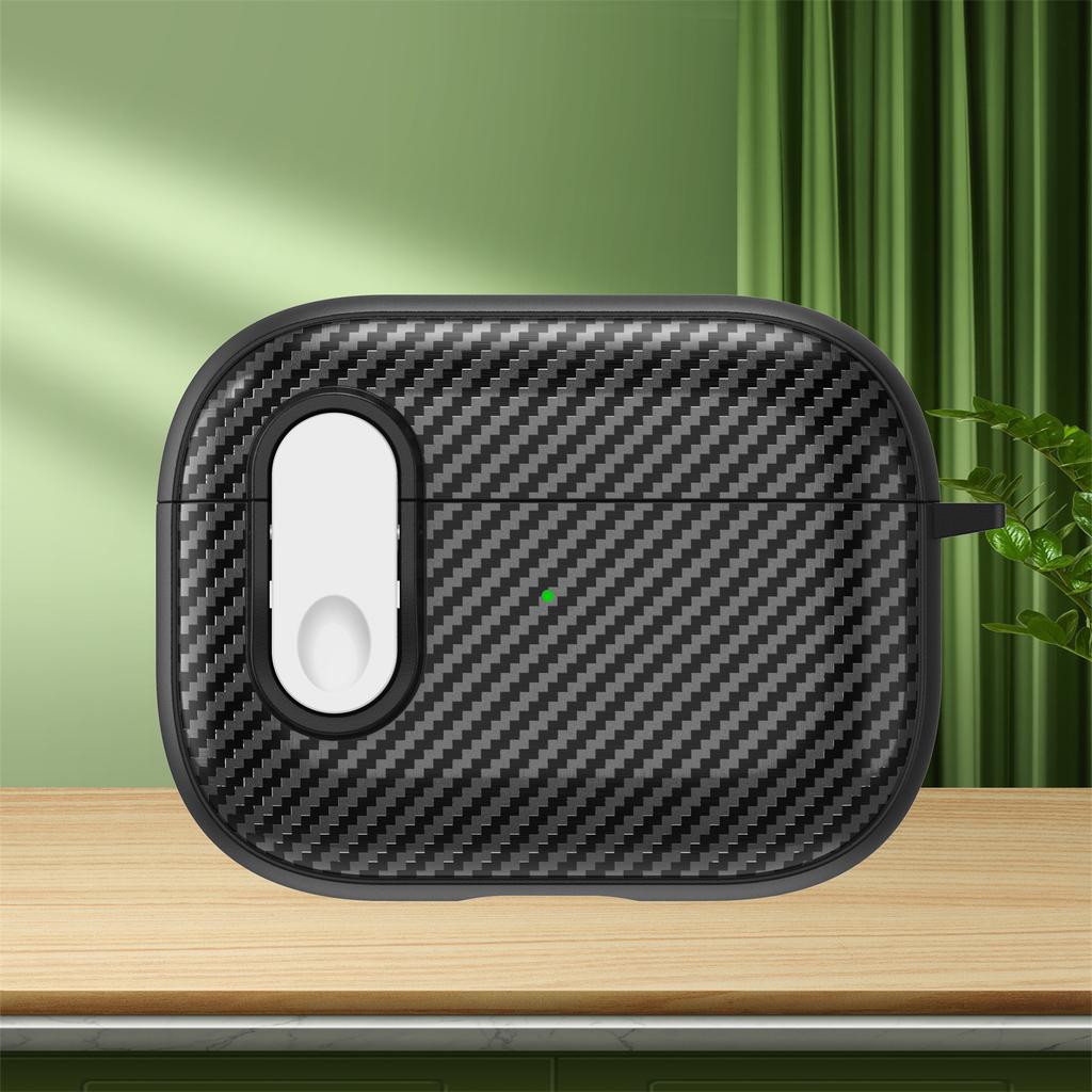 Carbon Fiber Texture Case for Airpods Pro 2 Anti-Drop Protective Cover for Airpods 3 2 1 Hard Shell with Keychain