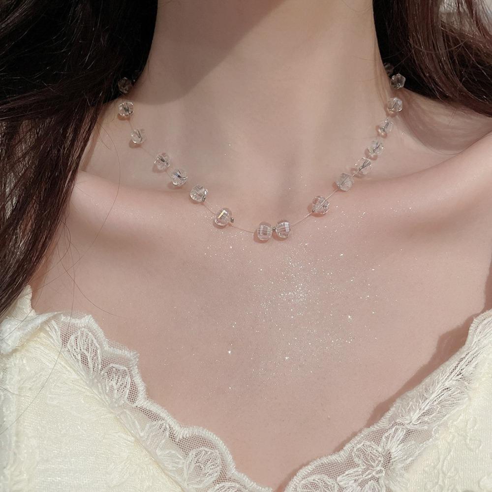 Collarbone Chain Colorful Necklace Rainbow Beach Necklace Fashion Bead Necklace  Women