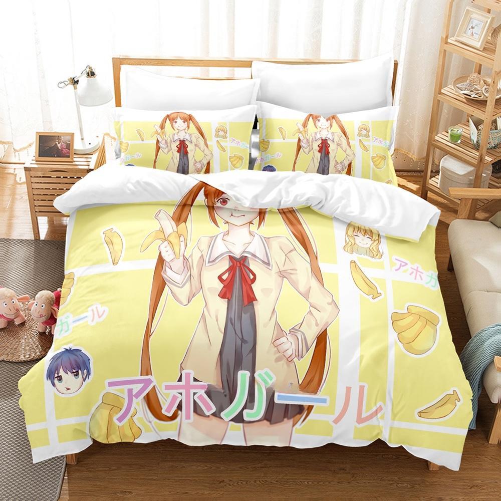 New Aho Girl Bedding Set Single Twin Full Queen King Size Bed Set Adult Kid Bedroom Duvet cover Sets Cool Anime Bed Sheet Set