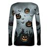 Womens Halloween Print Crew Neck Slim Fit Long Sleeve Base Layer Top Stretchy Casual Pullover Shirt with Patterned Design for Fall Season