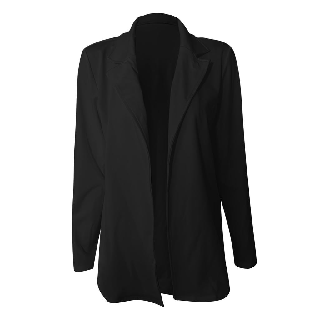 Mulheres sólidas frente aberta cardigan terno formal blusa de manga comprida casaco