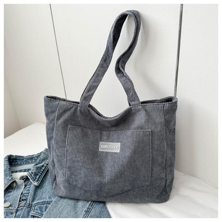 

Женская вельветовая сумка через плечо, Повседневная модная сумка большой вместимости, Подходит для выхода в свет, Машинная стирка, с фиксированными плечевыми ремнями темно-серого