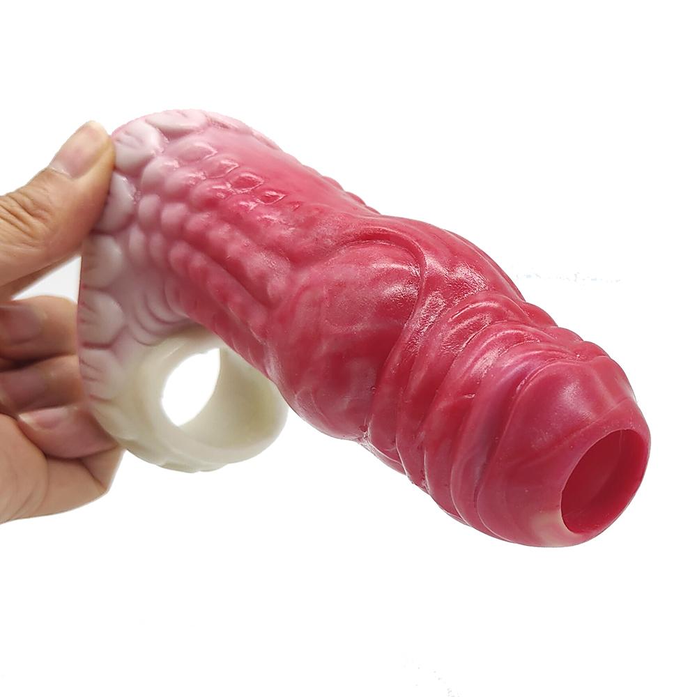 FAAK Hund Knoten Penis Sleeve Extender Silikon Dildo Vergrößerung Fantasy Sex Spielzeug für Männer Verzögerung Ejakulation Intime Sex Shop