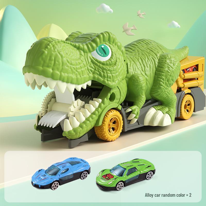 Cross-Border Dinosaur Pull-Back Car: Alloy Toy with Storage Map for Boys