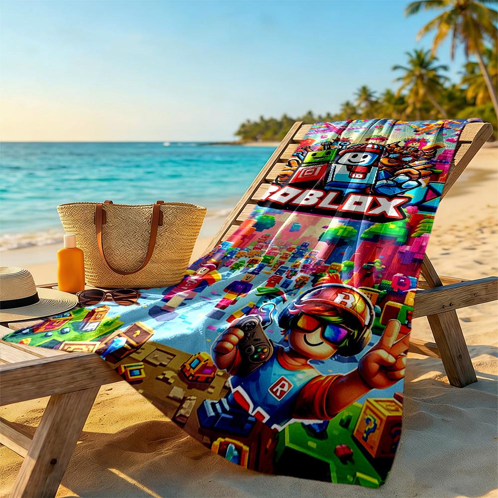 Asciugamano da Spiaggia Roblox Super Morbido Microfibra Tessuto Asciugatura Rapida Confortevole Leggero Perfetto per Viaggiare Yoga Campeggio e Nuoto