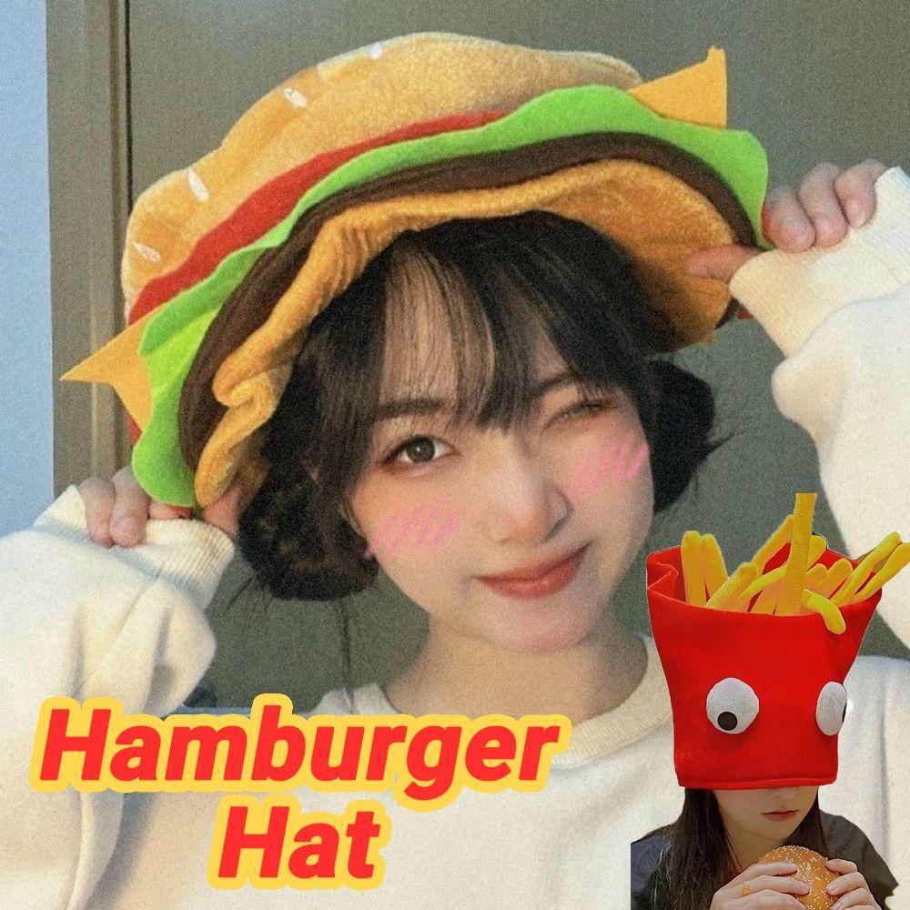 Cute Decorative Fries Hat Cartoon Photo Props Cap Party Hamburger Hat  Halloween Party