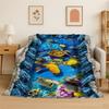 Seabed Illusion 3D Underwater World Dolphin Cartoon Flannel Blanket Soft Throw Blanket for Bedroom Living Room Bed Travel Nap