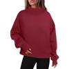 Womens Autumn Winter Cozy Fleece Hoodie With Half High Neck For Casual Daily Wear