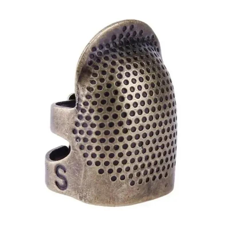 2 Pcs/Set New Retro Sewing Thimble Finger Protector With Metal Shield Fingertip Thimble Sewing Tools Accessories